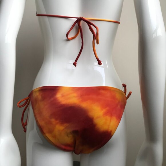 Billabong BLUE CRUSH era Vintage bikini tie dye reversible orange solid yellow - Picture 7 of 12
